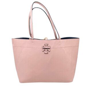 TORY BURCH~Mcgraw~EXTRA LARGE PINK PEBBLED LEATHER CARRYALL SHOULDER TOTE BAG